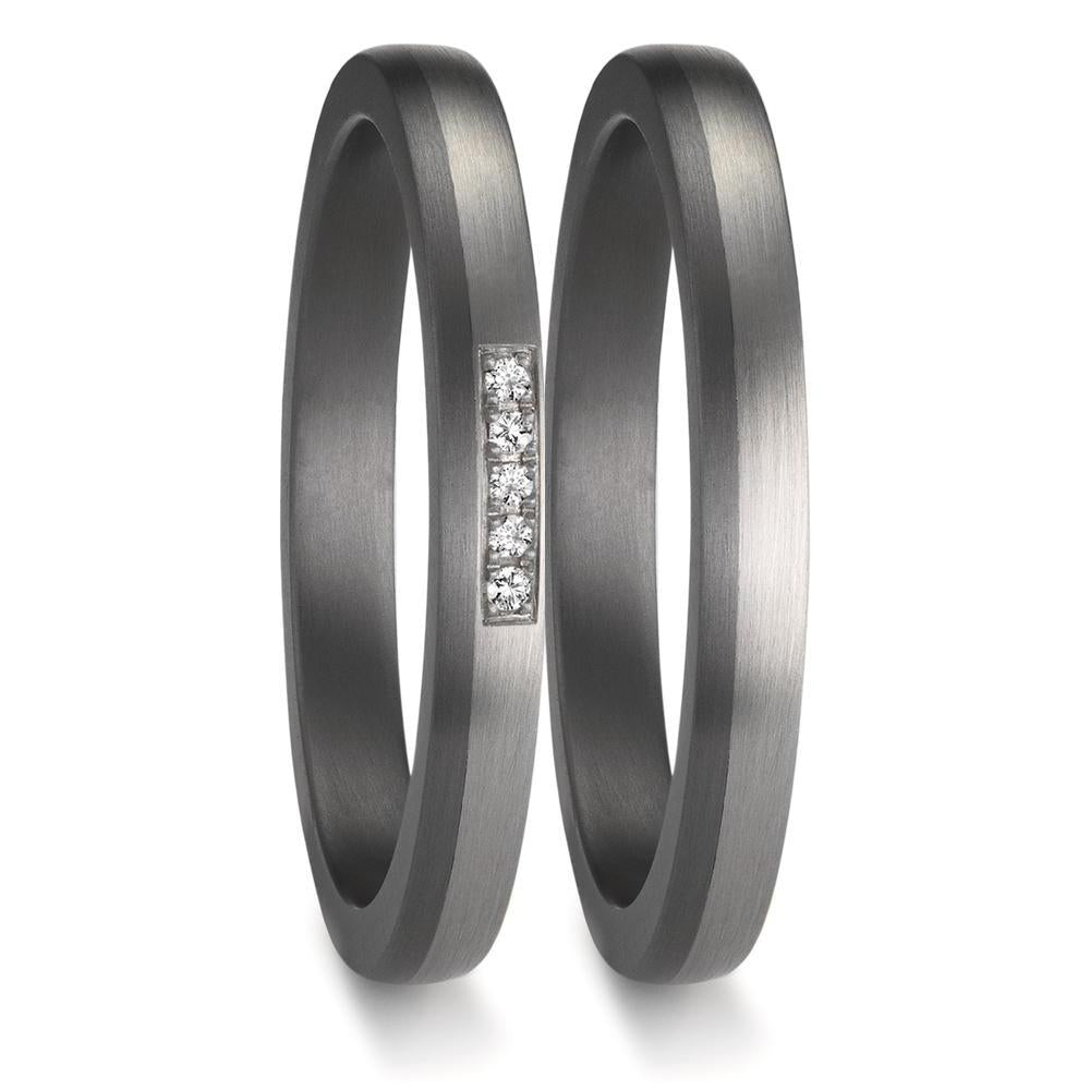 Anello del partner 999 Tantalio, Platino 950 Diamante 0.035 ct, 5 pietra, w-si