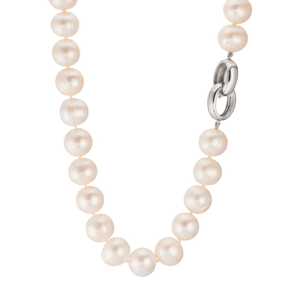 Collier Silber rhodiniert Süsswasserzuchtperlen weiss, 12 mm 50 cm