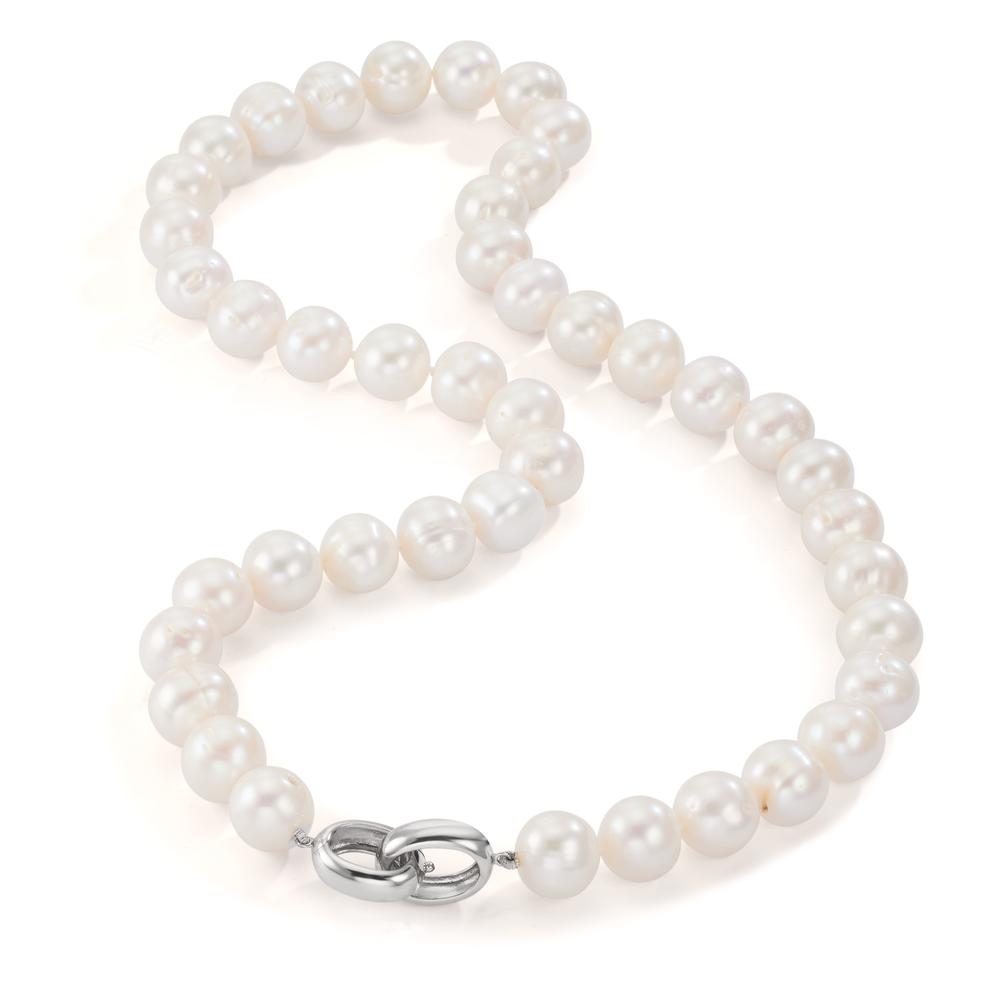 Collier Silber rhodiniert Süsswasserzuchtperlen weiss, 12 mm 50 cm