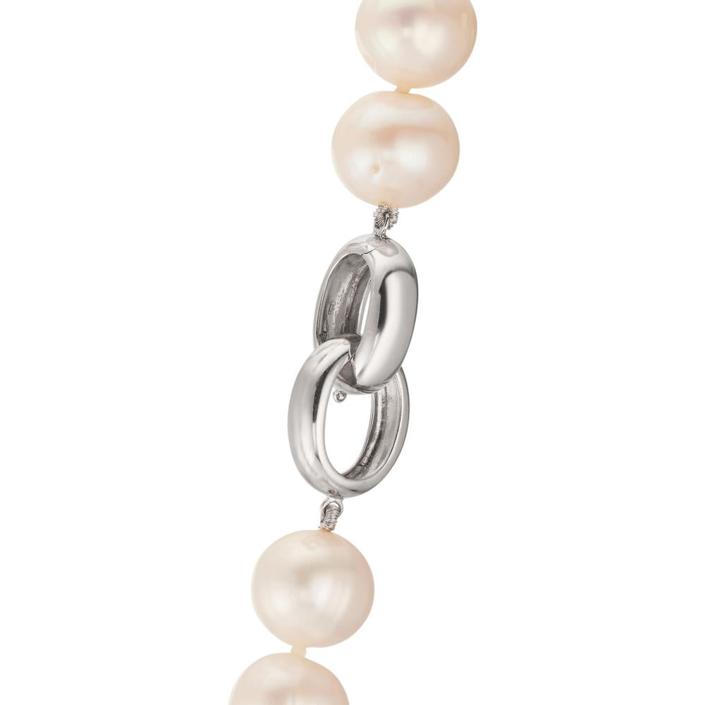 Collier Silber rhodiniert Süsswasserzuchtperlen weiss, 12 mm 50 cm