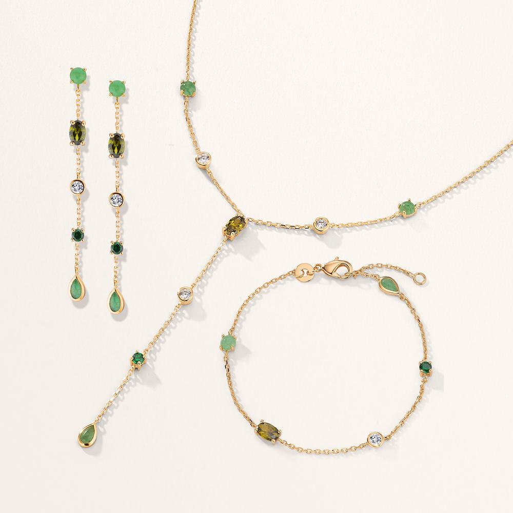 Bracciale Bronzo Avventurina 5 pietra dorato 16-18 cm