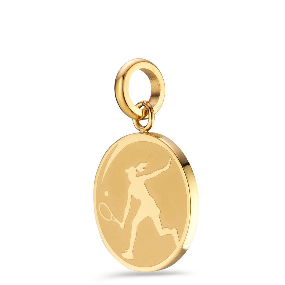 Pendentif Acier inoxydable jaune PVD Tennis Ø18 mm