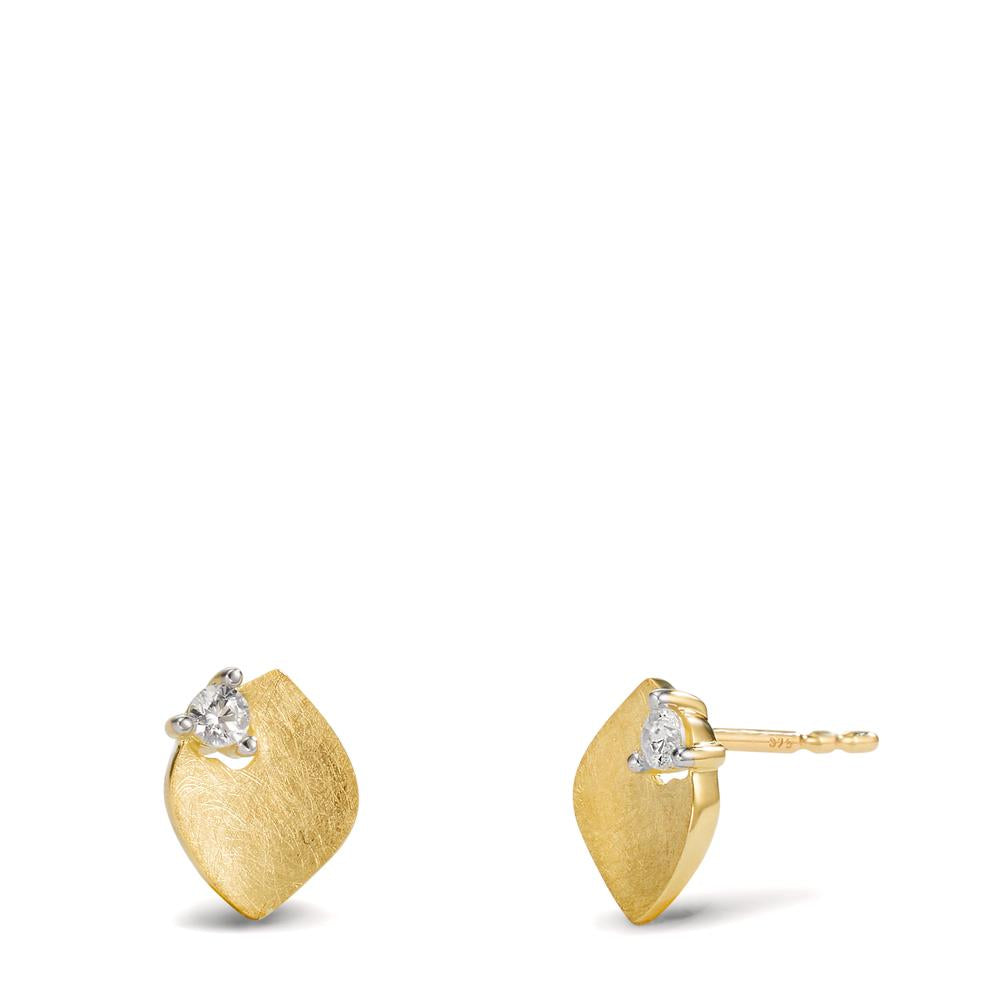 Orecchini a bottone Oro giallo 375/9K Zirconia 2 pietra