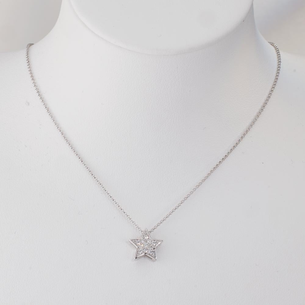 Anhänger 750/18 K Weissgold Diamanten 0.08 ct, w-si Stern Ø10 mm