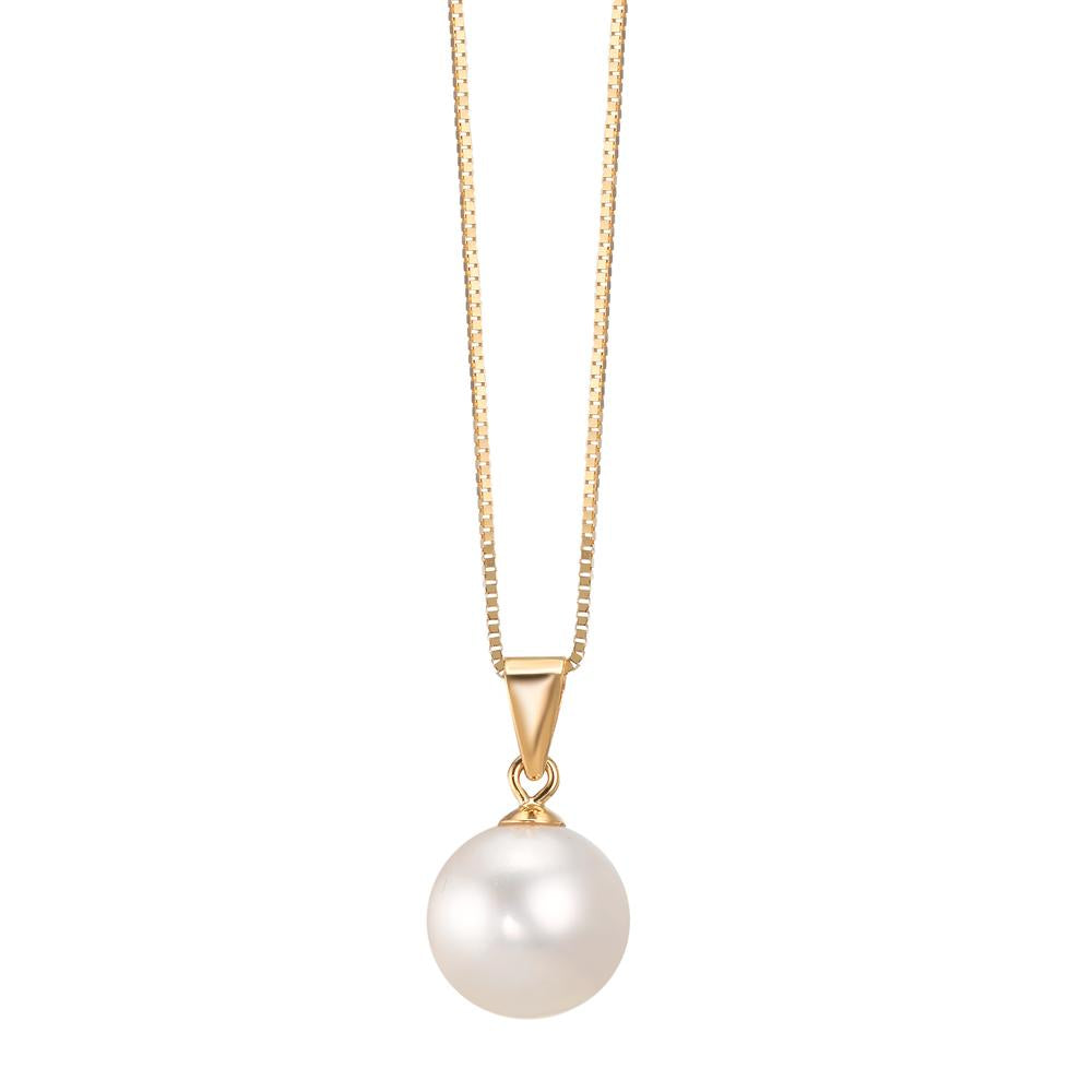 Anhänger 750/18 K Gelbgold Süsswasserzuchtperle weiss, 7.5 mm