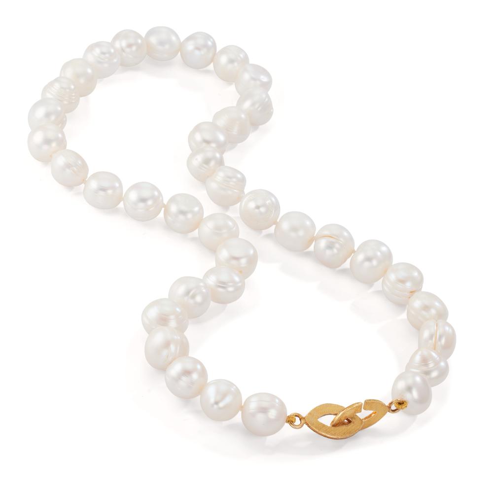 Collier Silber gelb vergoldet Süsswasserzuchtperlen, 11 mm 46 cm