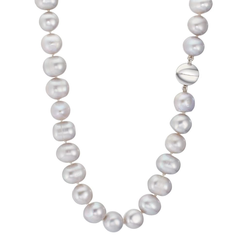 Collier 750/18 K Weissgold Süsswasserzuchtperlen grau 10.5-11 mm 42 cm