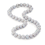 Collier 750/18 K Weissgold Süsswasserzuchtperlen grau 10.5-11 mm 42 cm