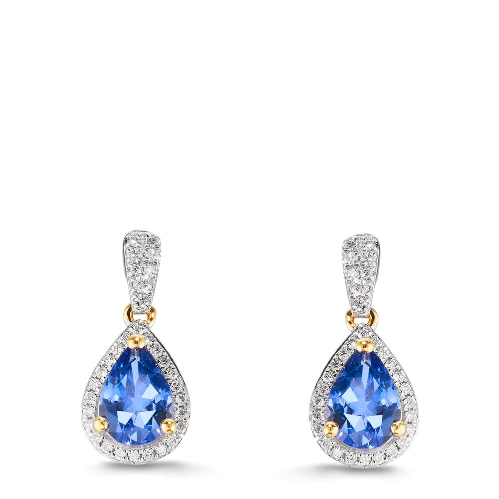 Orecchini Oro giallo 750/18 carati Tanzanite 1.16 ct, 2 pietra, Diamante 0.21 ct, w-si