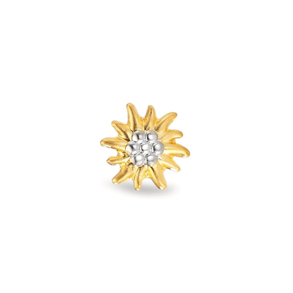 Clous d'oreille à l'unité Or jaune 18K Bicolore Edelweiss Ø7 mm