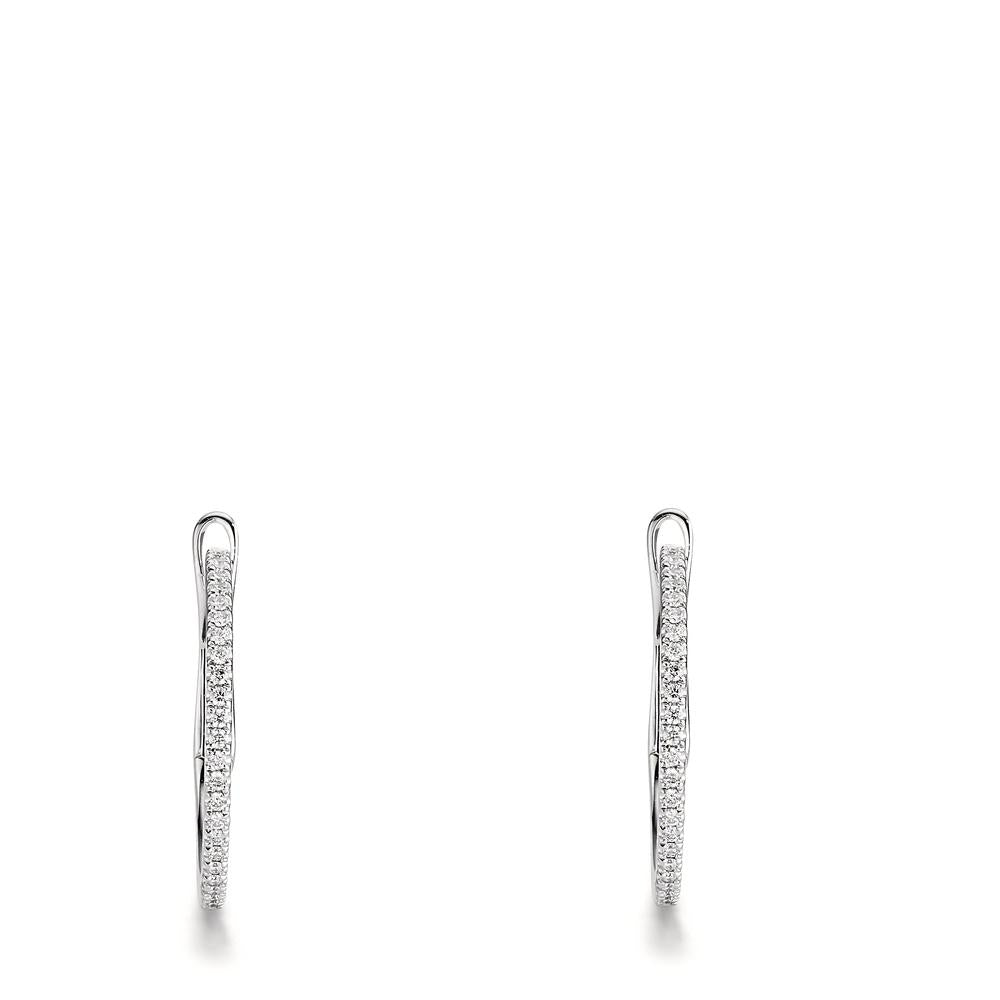 Klappcreolen 750/18 K Weissgold Diamant 0.185 ct, 50 Steine, w-si