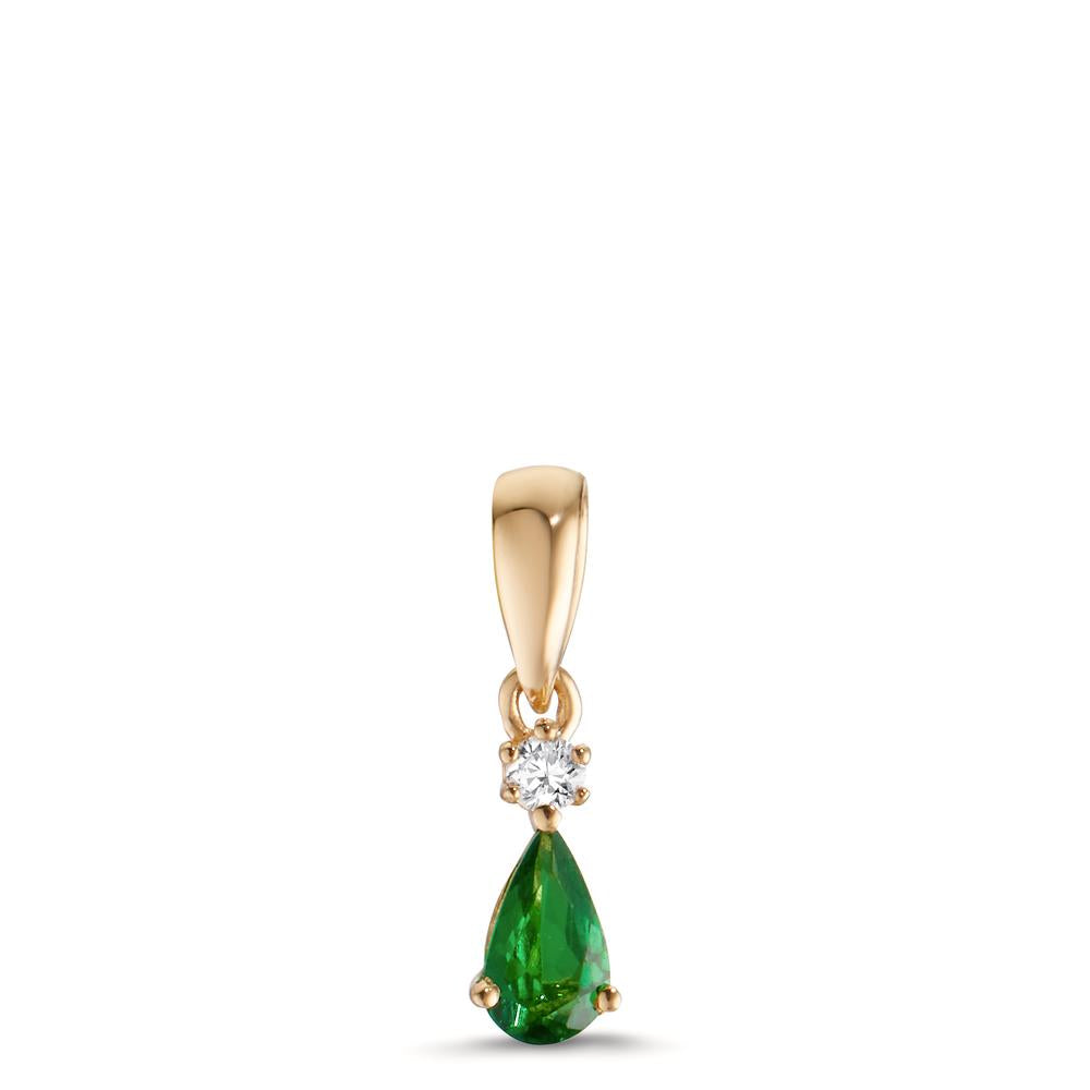 Pendentif Or jaune 18K Grenat vert, Diamant 0.025 ct, w-si