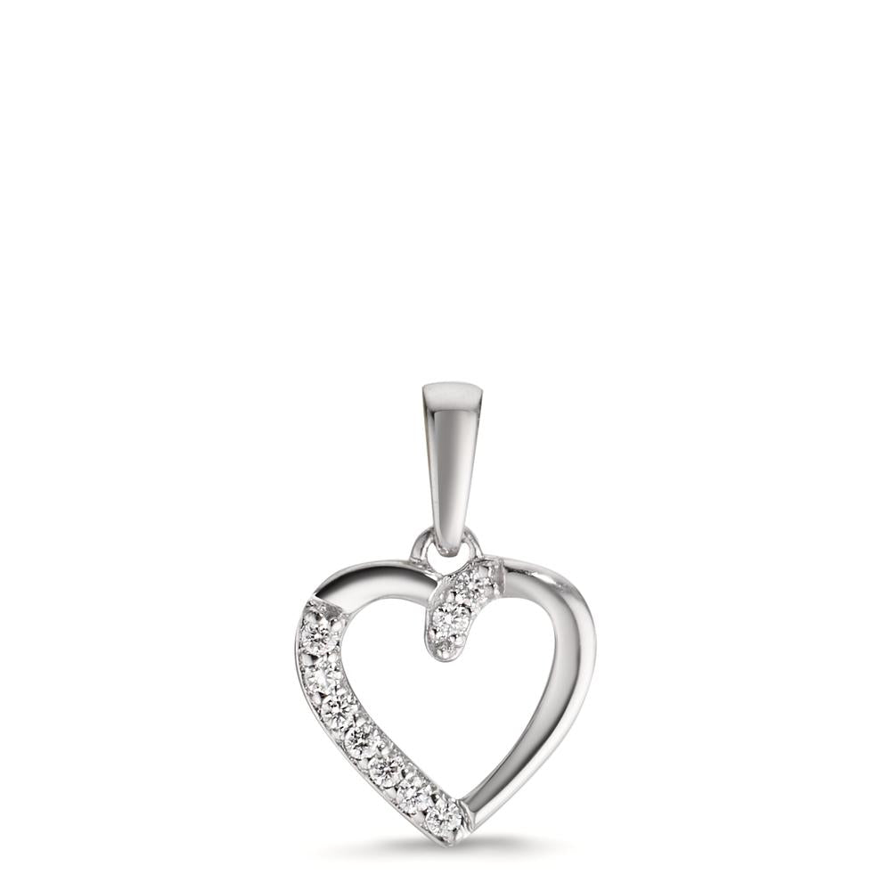 Anhänger 750/18 K Weissgold Diamant 0.05 ct, 9 Steine, w-si Herz Ø9.5 mm