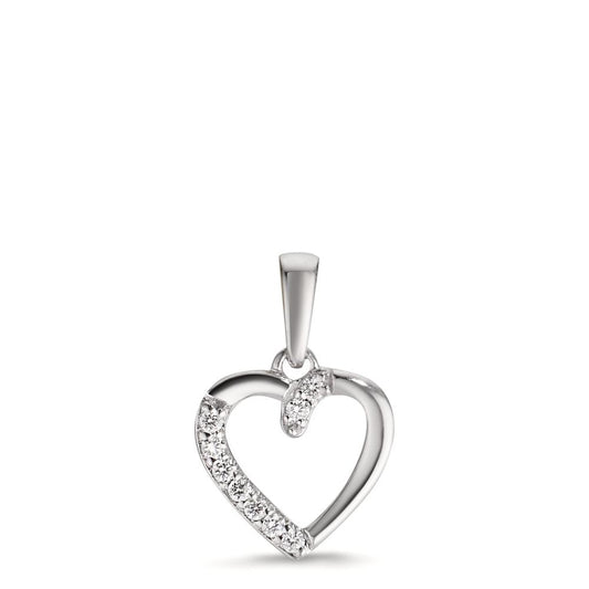 Pendentif Or blanc 18K Diamant 0.05 ct, 9 Pierres, w-si Coeur Ø9.5 mm