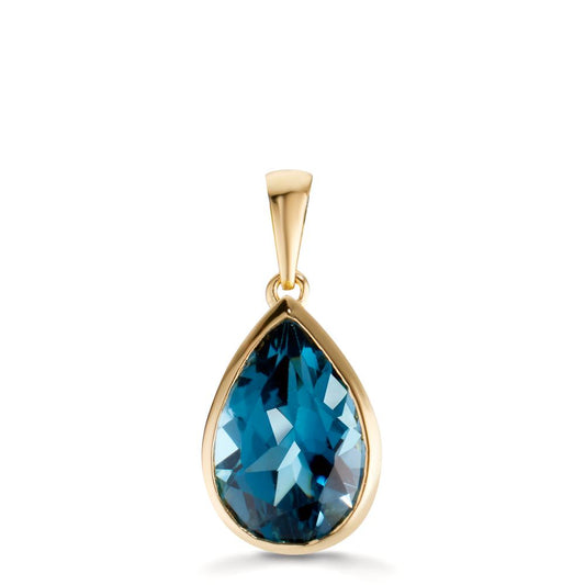 Pendentif Or jaune 18K Topaze London Blue