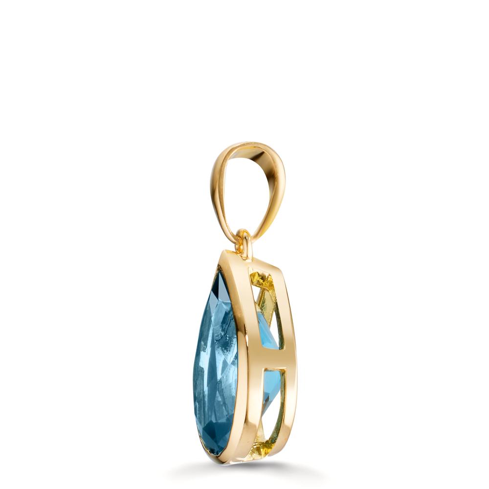 Pendentif Or jaune 18K Topaze London Blue