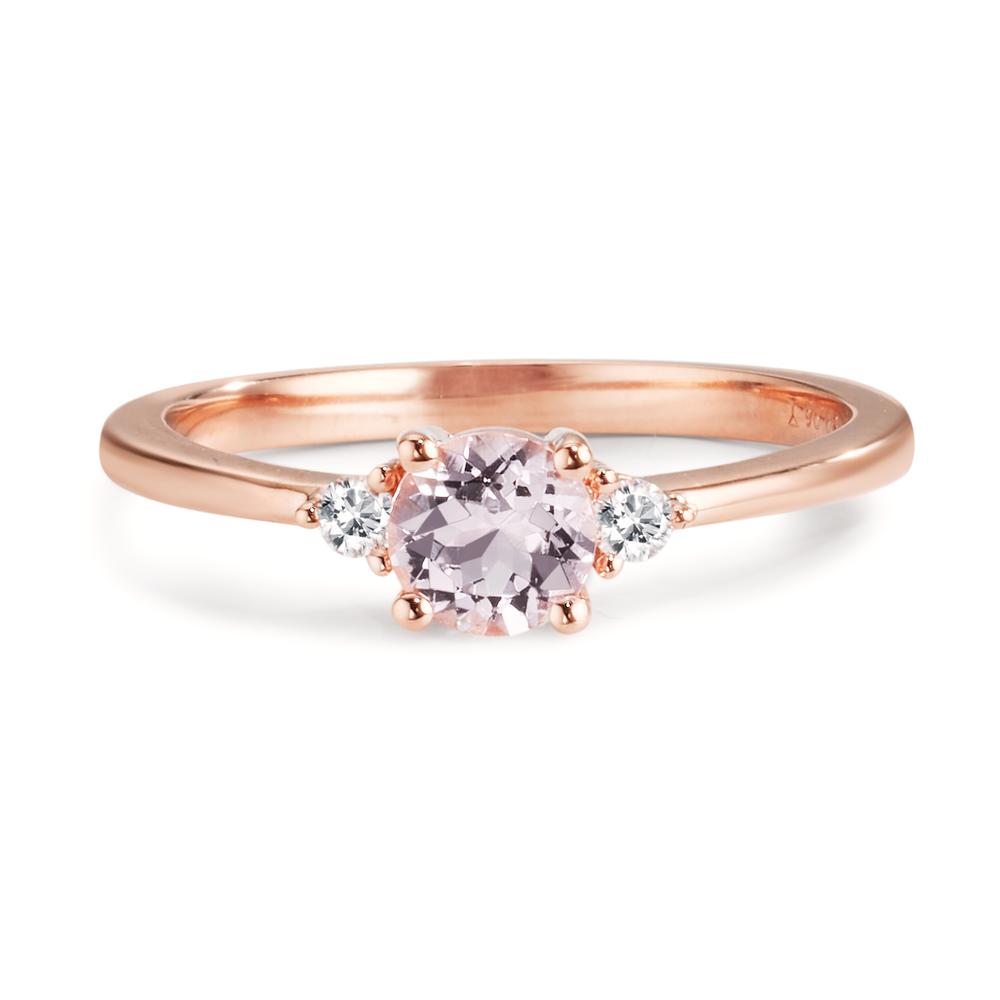 Fingerring 750/18 K Rotgold Morganit pink, Diamant 0.065 ct, 2 Steine, w-si