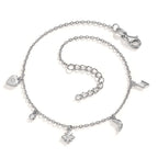 Cavigliera Argento Zirconia 4 pietra rodiato 22-25 cm