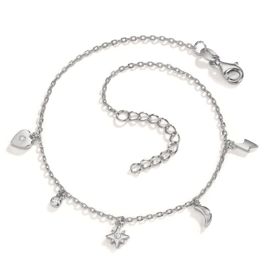 Cavigliera Argento Zirconia 4 pietra rodiato 22-25 cm