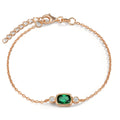 Armband Silber Zirkonia grün, Zirkonia weiss, 2 Steine rosé vergoldet verstellbar