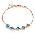Armband Silber Zirkonia hellblau, 20 Steine rosé vergoldet Blume verstellbar