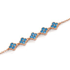 Armband Silber Zirkonia hellblau, 20 Steine rosé vergoldet Blume verstellbar