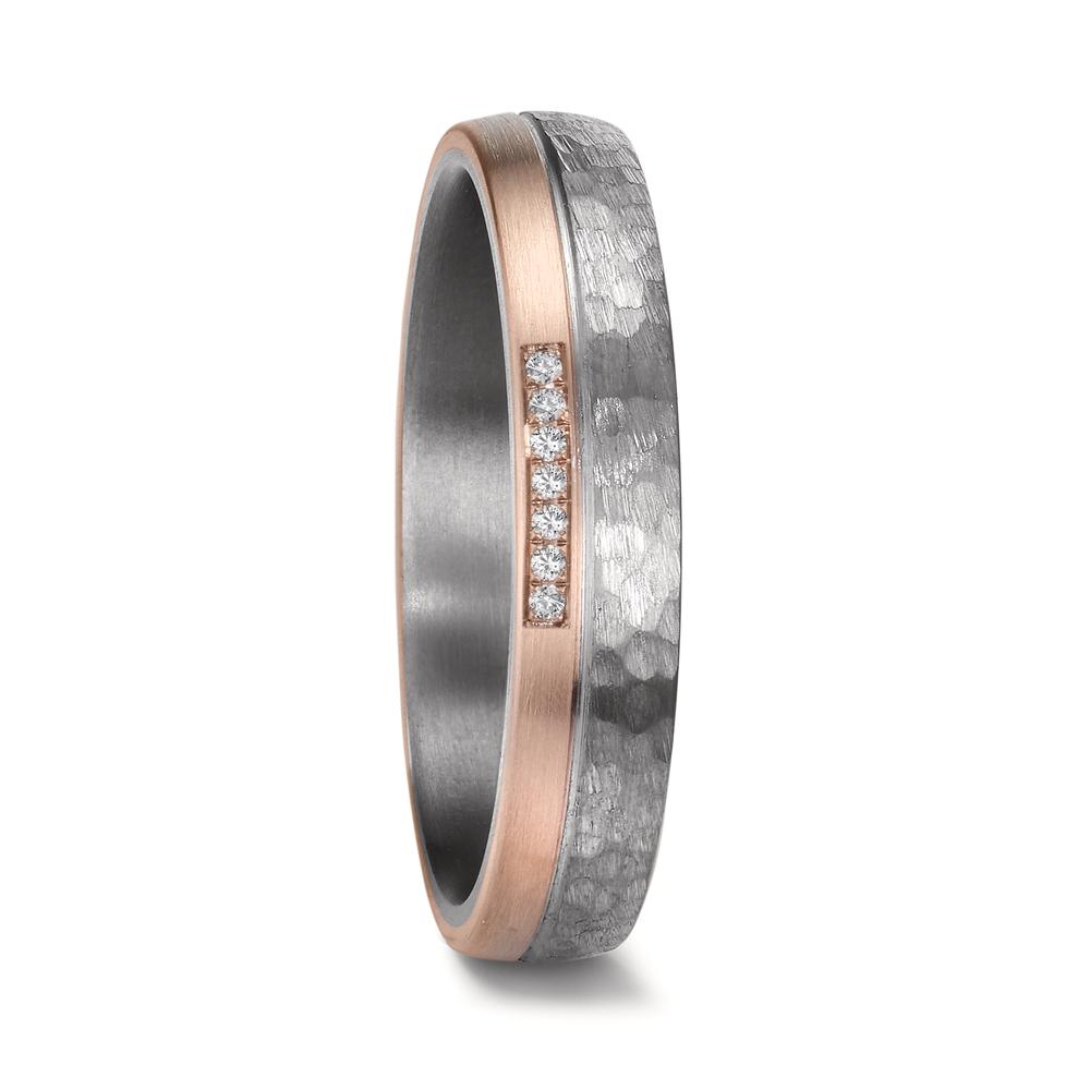 Partnerring 999 Tantal, 585/14 K Rosegold Diamant 0.025 ct, 7 Steine, w-si