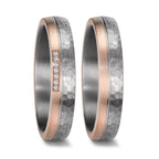 Partnerring 999 Tantal, 585/14 K Rosegold Diamant 0.025 ct, 7 Steine, w-si