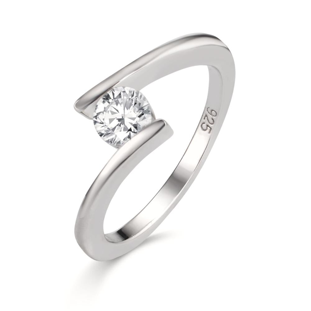 Fingerring Silber Zirkonia rhodiniert