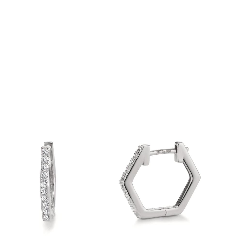 Orecchini circolari Argento Zirconia 20 pietra rodiato