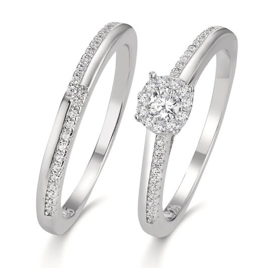 Fingerring Silber Zirkonia rhodiniert