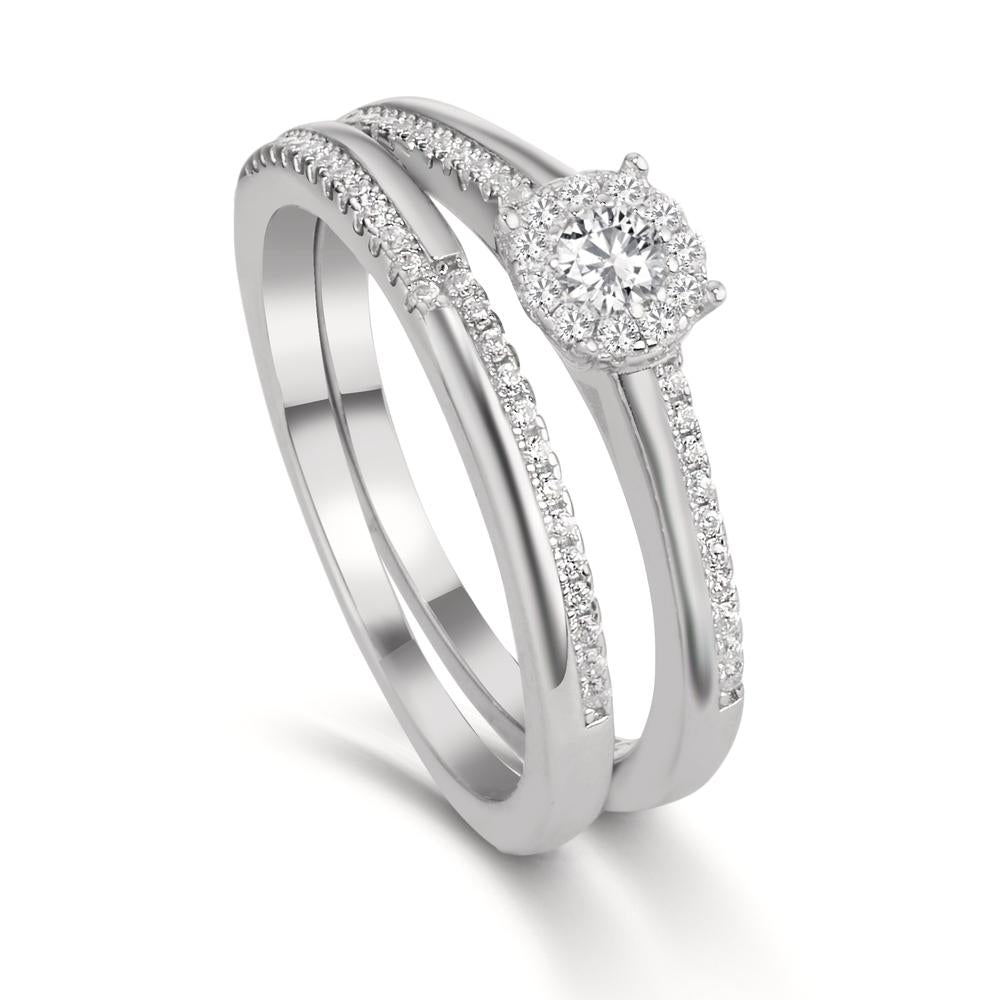 Fingerring Silber Zirkonia rhodiniert