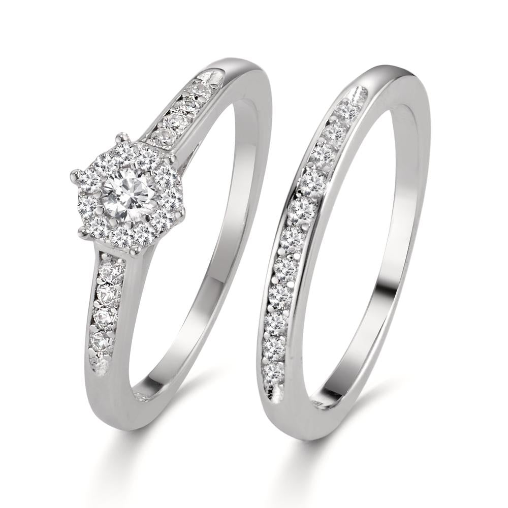 Fingerring Silber Zirkonia rhodiniert