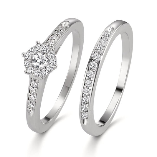 Fingerring Silber Zirkonia rhodiniert