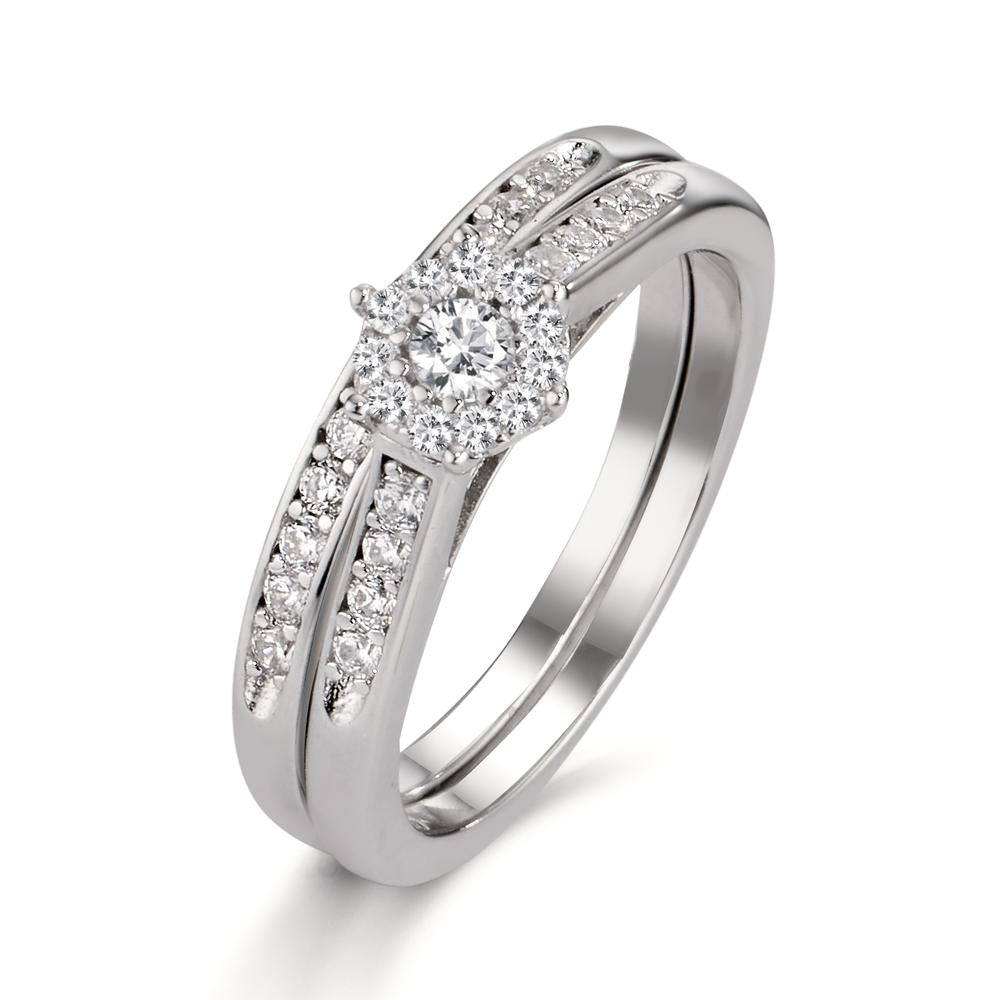 Fingerring Silber Zirkonia rhodiniert