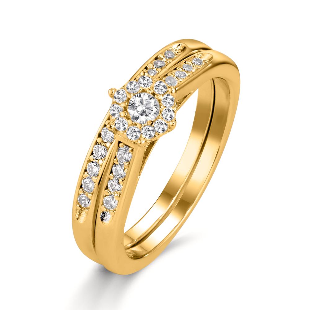 Anello Argento Zirconia dorato