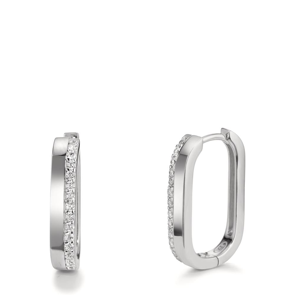 Orecchini circolari Argento Zirconia 28 pietra rodiato