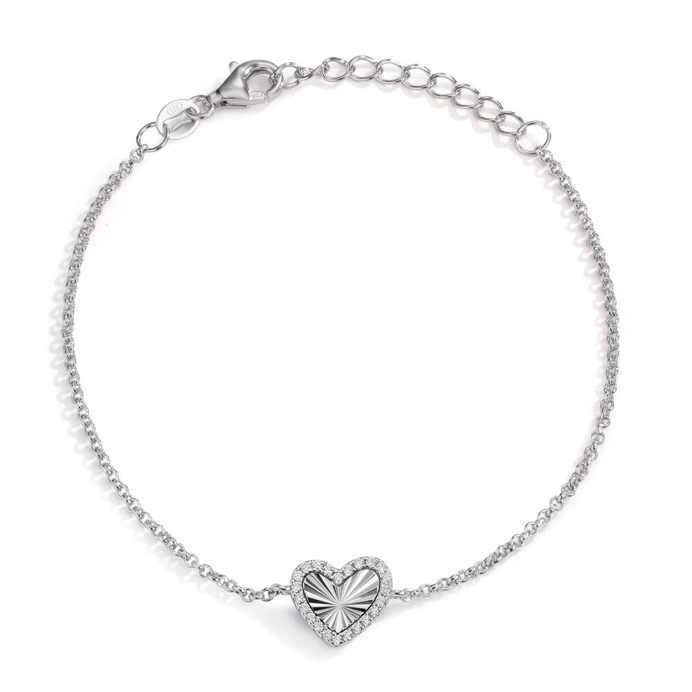 Bracelet Argent Zircone Rhodié Coeur