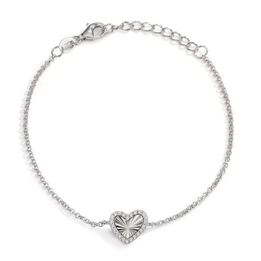 Bracelet Argent Zircone Rhodié Coeur