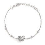 Armband Silber Zirkonia 4 Steine rhodiniert Schmetterling verstellbar