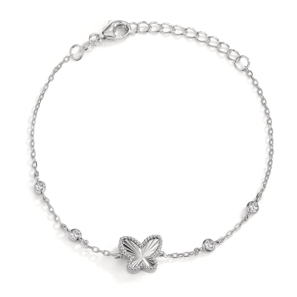 Armband Silber Zirkonia 4 Steine rhodiniert Schmetterling verstellbar