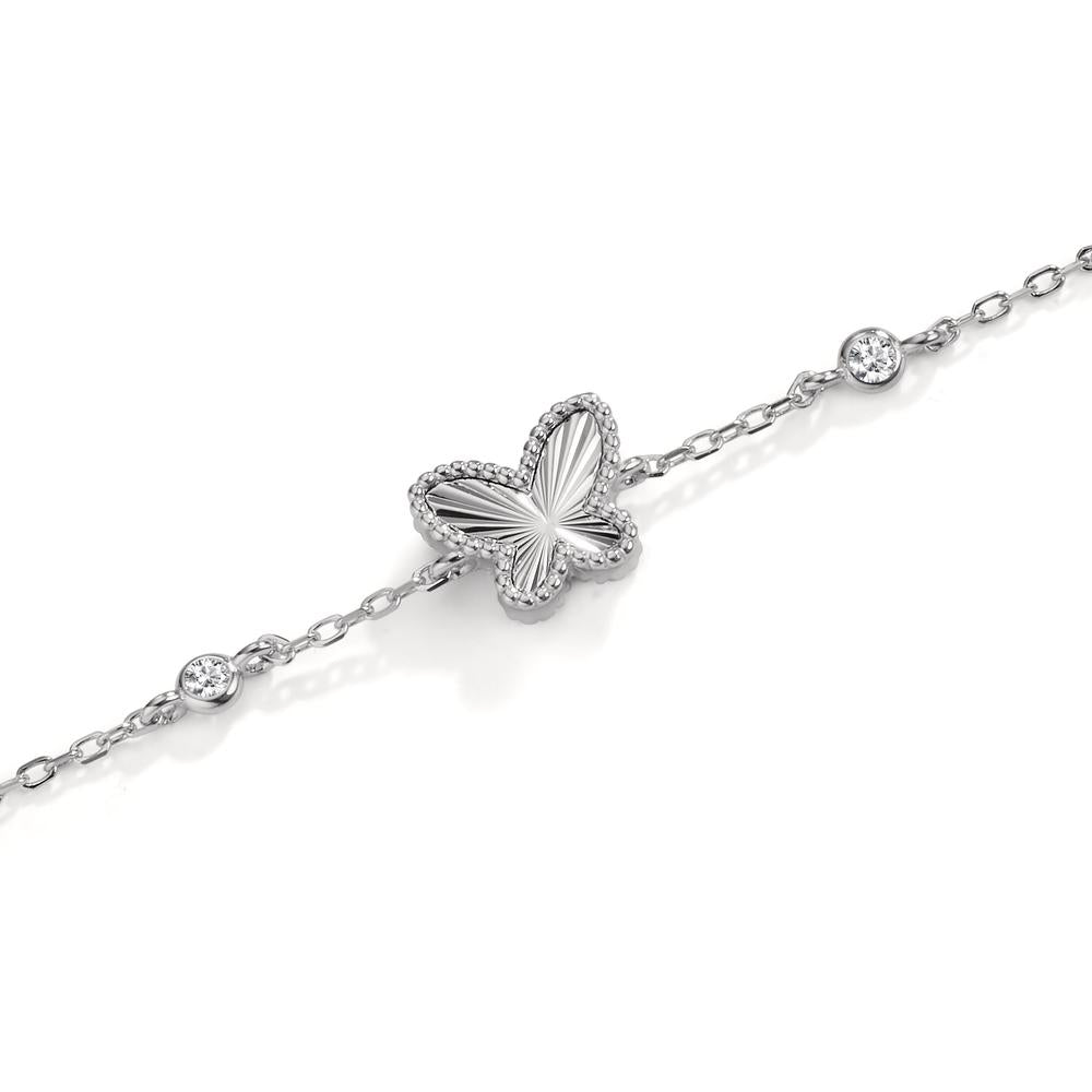 Armband Silber Zirkonia 4 Steine rhodiniert Schmetterling verstellbar