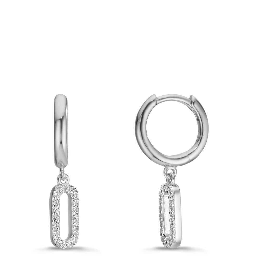 Orecchini circolari Argento Zirconia rodiato