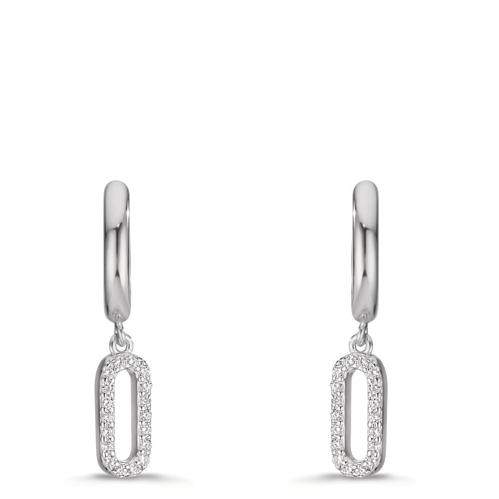 Orecchini circolari Argento Zirconia rodiato
