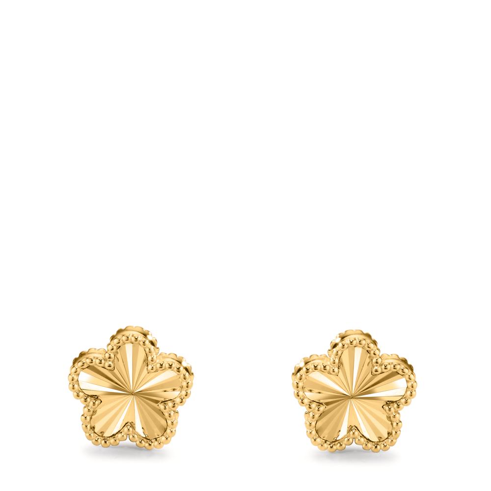 Boucles d'oreilles clous argent zircone plaqué or jaune fleur Ø10 mm