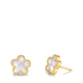 Orecchini a bottone Argento Zirconia giallo dorato Madreperla Fiore Ø10 mm