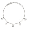 Armband Silber Zirkonia 2 Steine rhodiniert Stern verstellbar