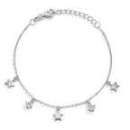 Armband Silber Zirkonia 2 Steine rhodiniert Stern verstellbar