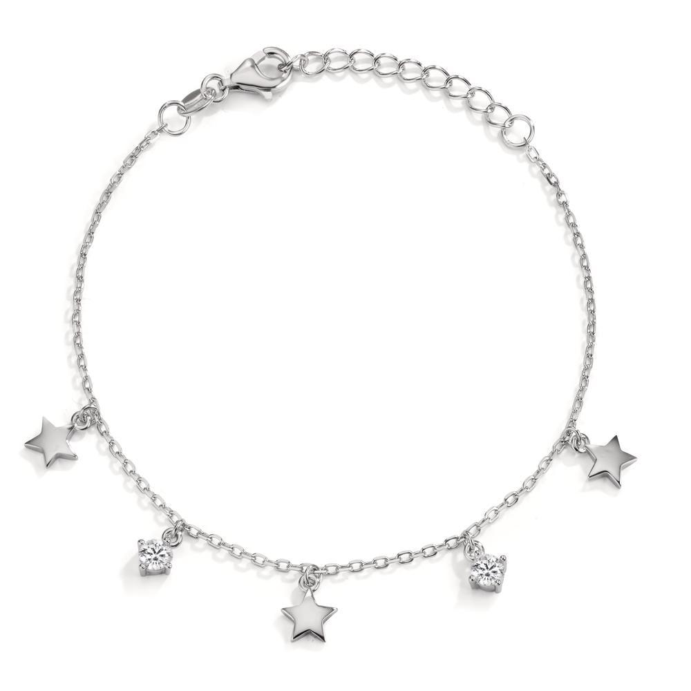 Armband Silber Zirkonia 2 Steine rhodiniert Stern verstellbar