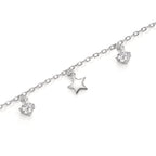 Armband Silber Zirkonia 2 Steine rhodiniert Stern verstellbar
